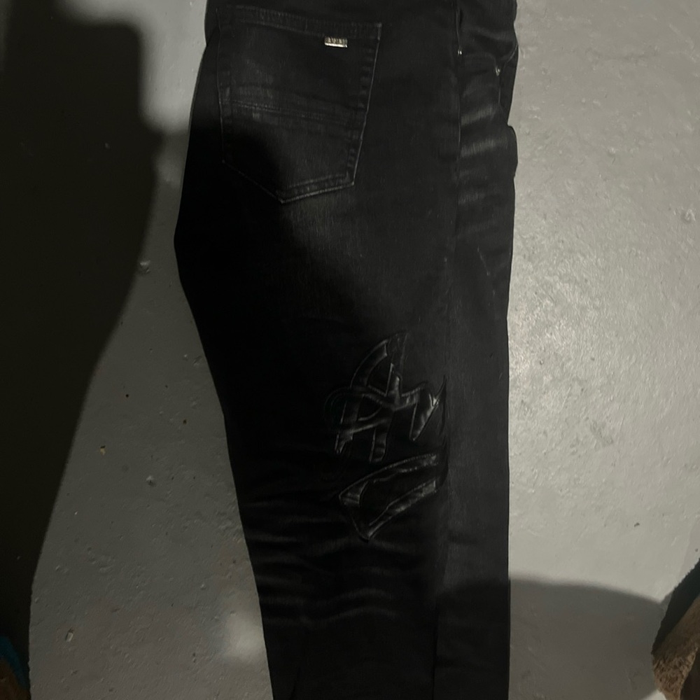 Black Denim Jeans with Embroidered Detail